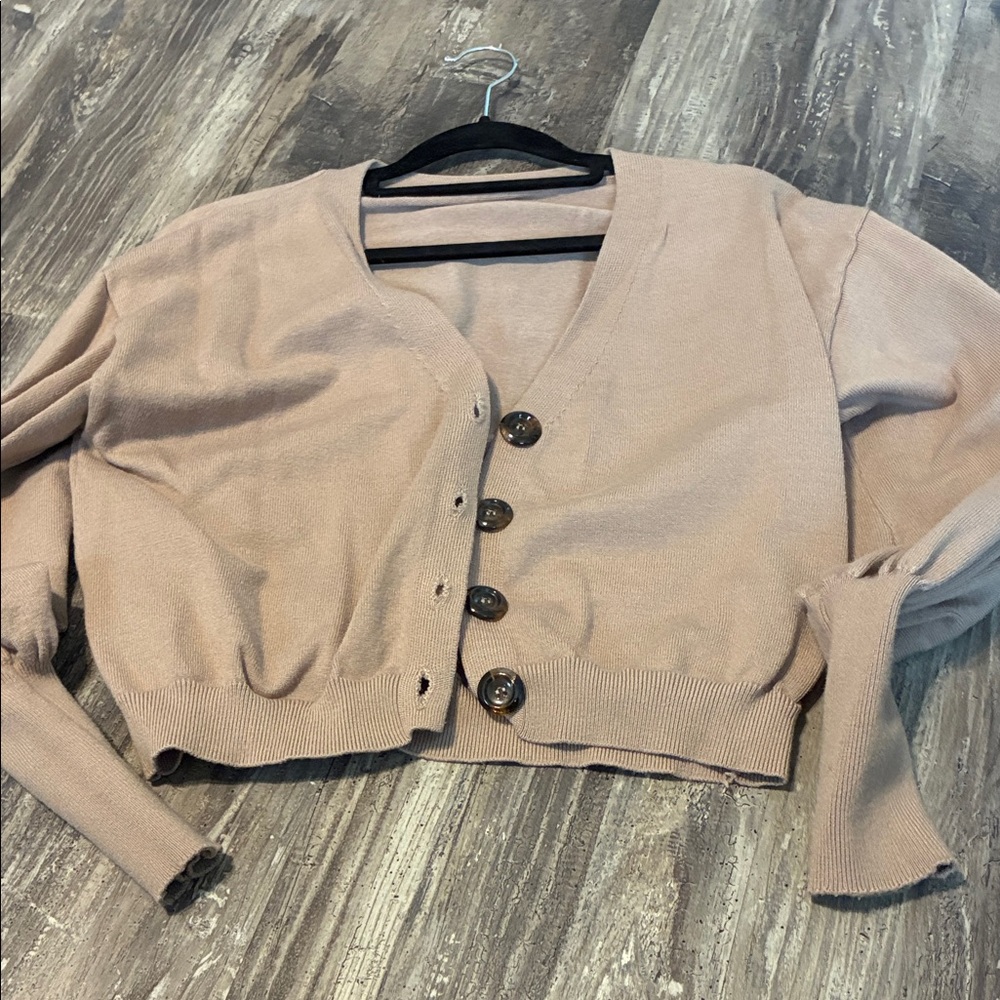 Zaful Taupe Button-Up Cardigan